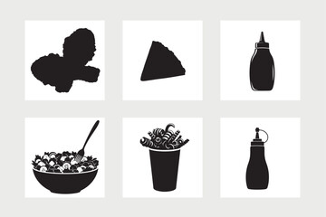  Collection of fast food vector illustration.
