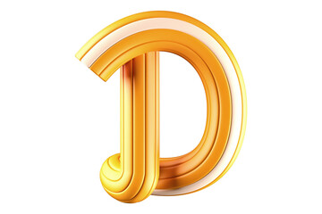 3D intertwined font letter D in orange and white. High quality 3D rendering modern font style.