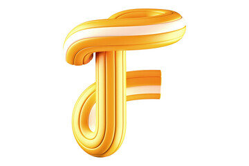 Single-line style font letter F. High quality 3D rendering of a unique typography asset.