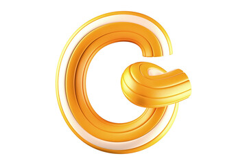 3D twisted tube font letter G. High quality 3D rendering creative font design element.