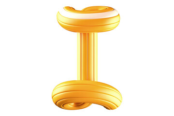 Monoline tubular alphabet letter I. High quality 3D rendering isolated graphic resource.