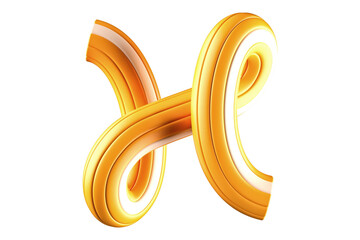 Modern interwined tubular 3D striped script font letter H. High quality 3D rendering playful typography element.