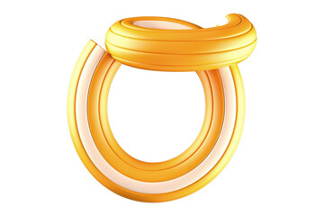 Monoline tubular alphabet letter O. High quality 3D rendering isolated graphic resource.
