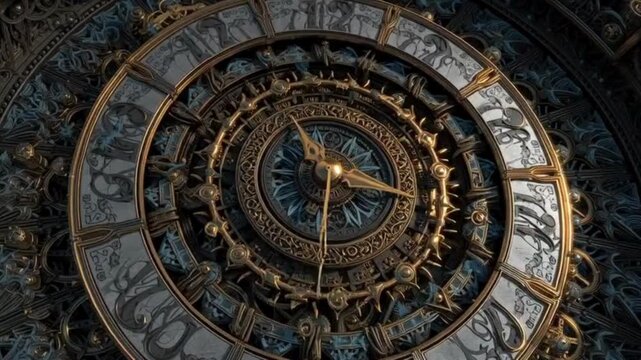 The ancient Czech architectural Astronomical Clock displays time and astronomy.
