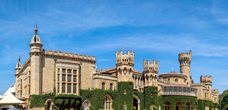 Magnificent ancient, heritage building of Tipu Sultan's summer palace on a bright sunny day with nice blue sky background