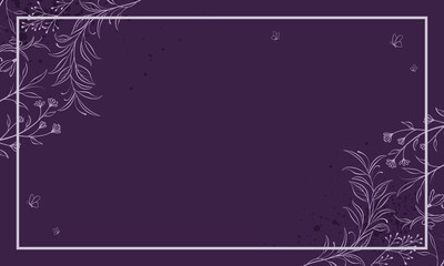 Modern floral frame with purple background