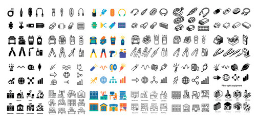 Assorted fiber-optic equipment icons