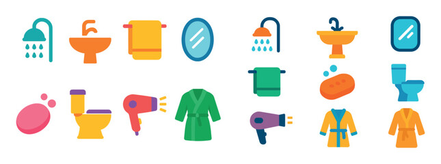 Colorful Bathroom Icons