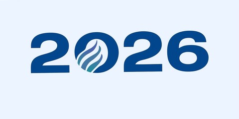 Bold 2026 branding design featuring dynamic blue flame logo element