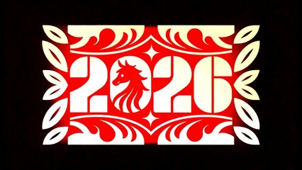 Vibrant 2026 Chinese New Year Horse design bright festive greeting