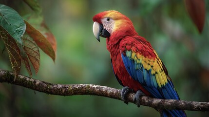Obraz premium Scarlet Macaw Bird in Tropical Rainforest 