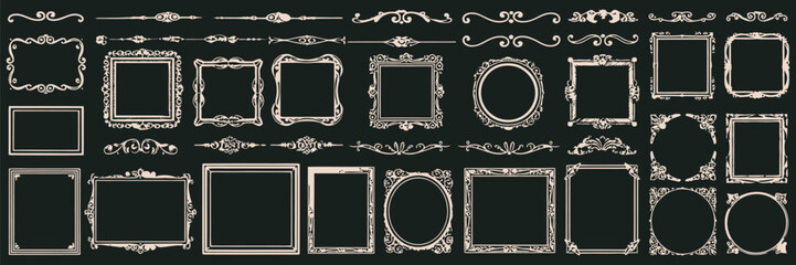 Collection of Ornamental Frames and Borders Decorative Elements for Design
