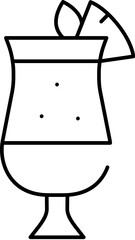 Refreshing cocktail drink with citrus garnish line art