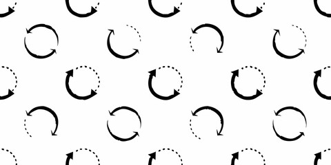 A repeating pattern of dotted curved arrows on a white background
