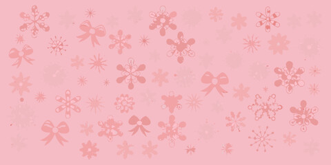 A delicate pink background adorned with floral and snowflake like motifs