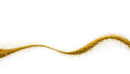 Obraz premium A golden, sparkling stream undulates across a black background, with small colored dots