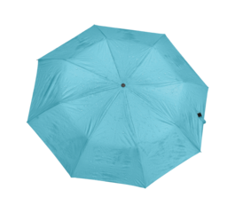 Fresh Aqua Blue Umbrella Canopy From Above, Cool Solid Color Eight Panel Design With Subtle Raindrop Marks Offering Lightweight Modern Rain Protection And A Calm Coastal Inspired Look


