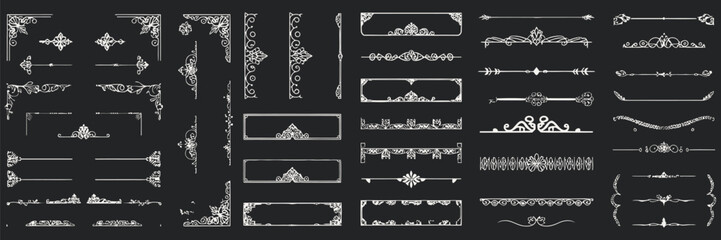 Elegant Vintage Ornate Vector Design Elements Set for Luxurious Graphics and Borders