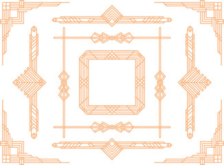 Elegant Art Deco Geometric Border and Frame Vector Elements Set for Luxurious Design