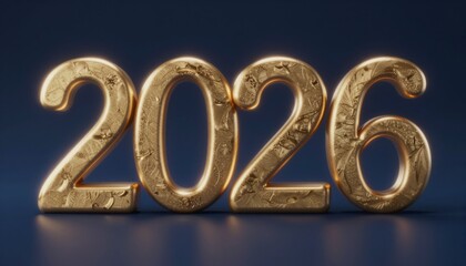 Golden Celebratory Year Display Against Dark Gradient
