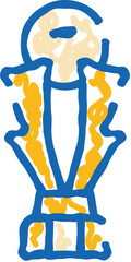 Hand drawn doodle sketch winning trophy award cup icon