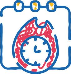 Deadline concept with calendar, clock, and urgent fire