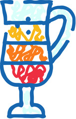 Layered colorful cocktail drink in glass illustration