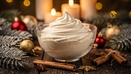 Christmas Cranberry Layer Cake with Pine Sprigs and Berries