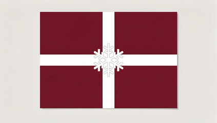 "Maroon Flag with White Cross and Snowflake Emblem"

