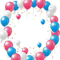 Festive balloon frame with confetti for celebrations