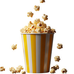 Fresh popcorn falling into a striped container