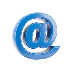 Shiny blue at symbol on a white background