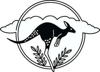 kangaroo outline silhouette vector illustration
