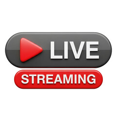 Live streaming play button icon for broadcasts and online video