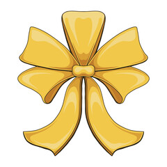 gold bow ribbon cartoon vector art