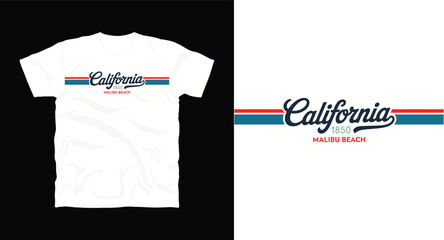 California 1850 malibu beach original design for t-shirt print and apparel
