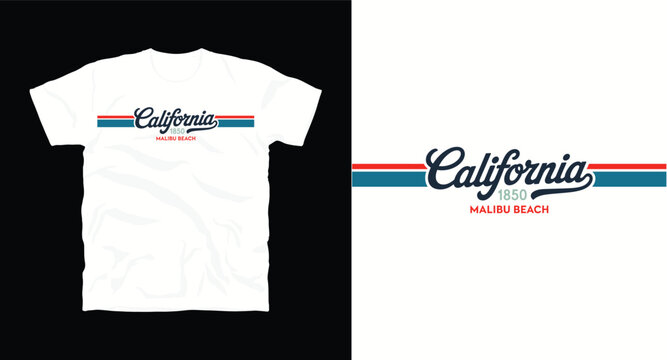 California 1850 malibu beach original design for t-shirt print and apparel