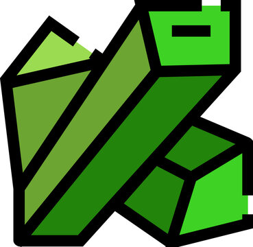 Green crystalline mineral icon with dark outline
