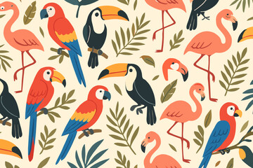 Colorful birds on leaves in a tropical setting celebrating nature and wildlife