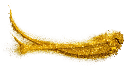 Gold glitter paint stroke with a black background, textured and elegant