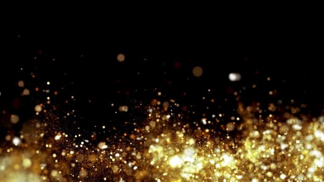 Gold Background A black and gold background with a lot of gold sparkles. The sparkles are scattered all over the background, creating a sense of movement and energy 4K