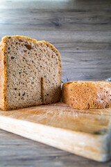 Homemade Bread Sliced on a Rustic Cutting Board
