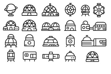 Fototapeta premium This scene displays a variety of simple line drawings representing buildings and structures