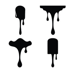 Abstract black dripping paint ink liquid flow shapes vector