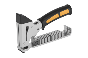 Staple Gun with Staples on Transparent Background