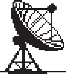 Obraz premium Pixel art icon of a satellite dish, an antenna for communication and data transmission
