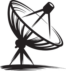 Satellite dish sketch communication technology icon doodle art style for broadcasting