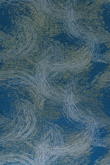 Night Sea: blue textile background with golden lurex and light strokes