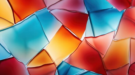 Fototapeta premium Colorful abstract glass shards illuminated by light, creating a vibrant mosaic effect in a bright setting