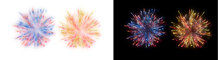 PNG image of&nbsp;Vibrant bursts of colorful fireworks illuminate the dark night sky showcasing spectacular pyrotechnic displays for celebration and festive events on transparent background